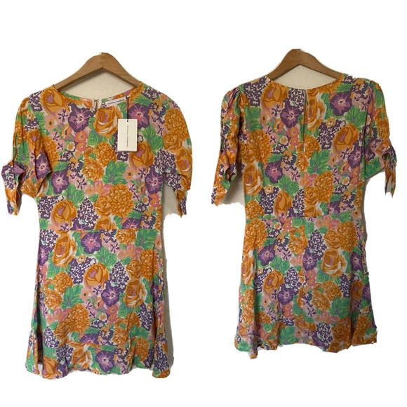 NWT Faithfull The Brand Daphne Ade Floral Print Dress US 2 Size XS - M2 - Picture 5 of 6